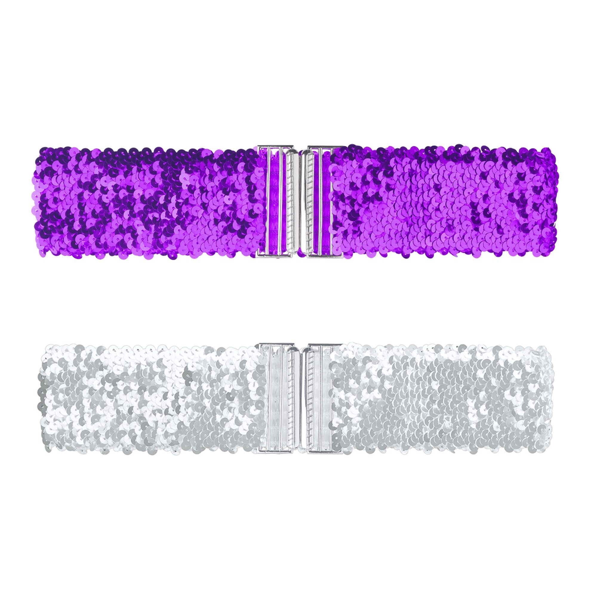 7292 Womens Glitter Wide Waist Belts Interlock Buckles Sequins Decor